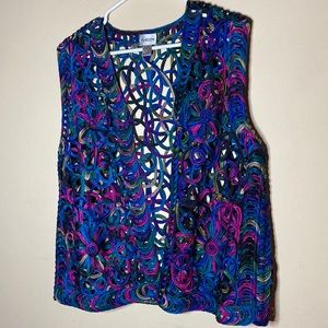 Chico's Purple Silk Ribbon Weave Vest Size XL/16/Chico's size 3